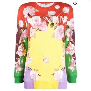 Valentino Garavani Festive Red Crew Neck Sweater with Holiday Patterns